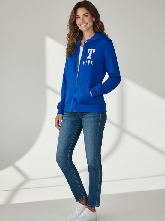 PINK Victoria's Secret Jackets & Blazers - PINK Victoria's Secret Women's Royal Blue Zip-Up Hoodie